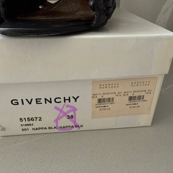 Givenchy Size 39 G Woven Nappa Black Leather Sandals Heels  Zip Open Toe + Box - Picture 12 of 15